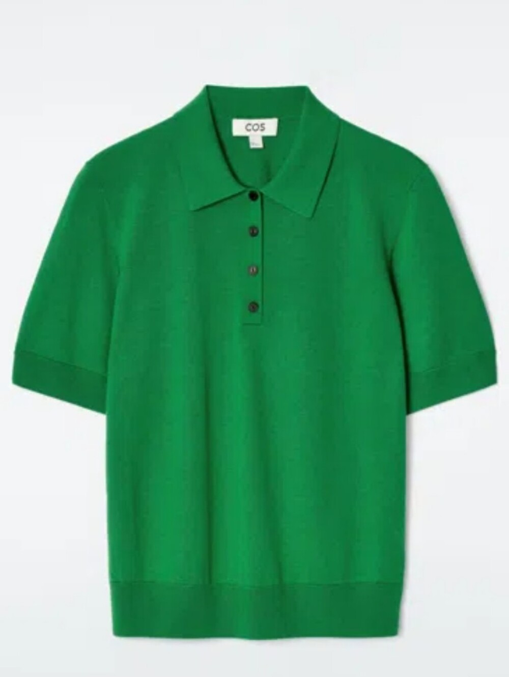 NEW COS Wool Blend Bright Green Short-Sleeve Polo Sweater Preppy Sz S